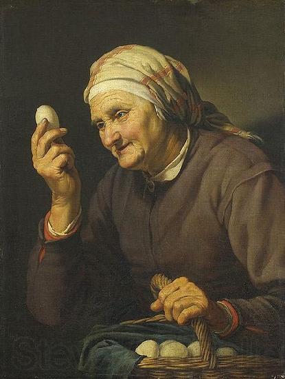 Hendrick Bloemaert Old woman selling eggs Norge oil painting art